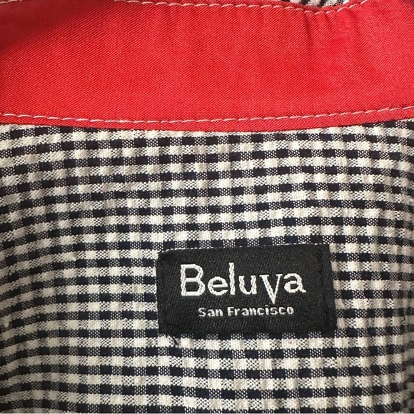 Beluva San Francisco Button Down Shirt Gingham Black Casual Size Extra Large - Picture 5 of 6